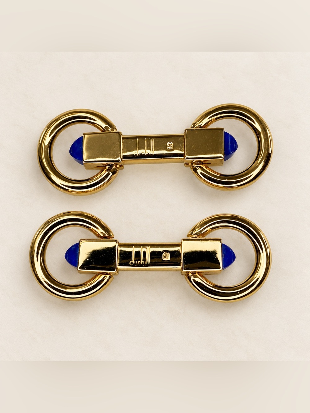 Dunhill 18K Yellow Gold Lapis Lazuli Double Ring Cufflinks